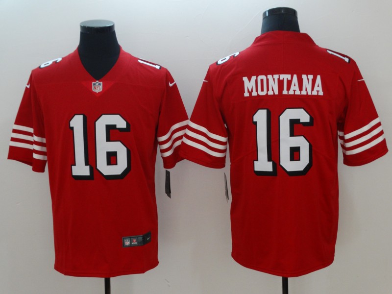 Men's San Francisco 49ers #16 Joe Montana Red 2018 Vapor Untouchable Limited Stitched NFL Jersey
